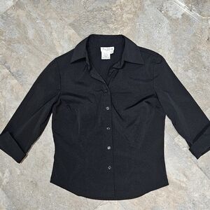 Black Stretch Button-Up Shirt